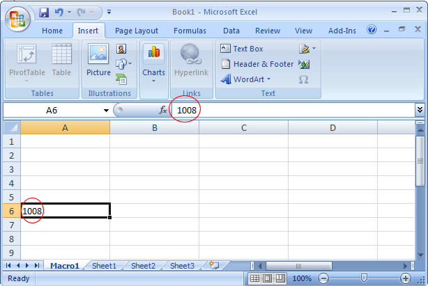 Formula Bar in Excel 2007