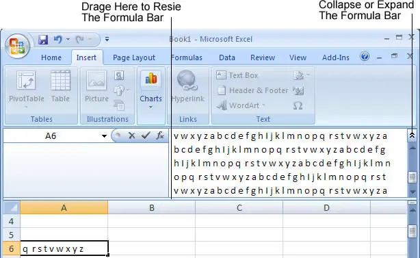 Resize formula bar in Excel 2007