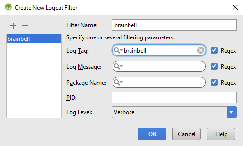 New Logcat Filter Window