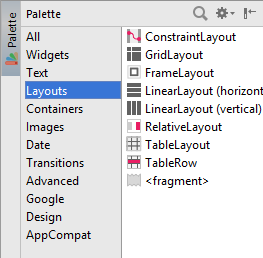 Pallette Layouts
