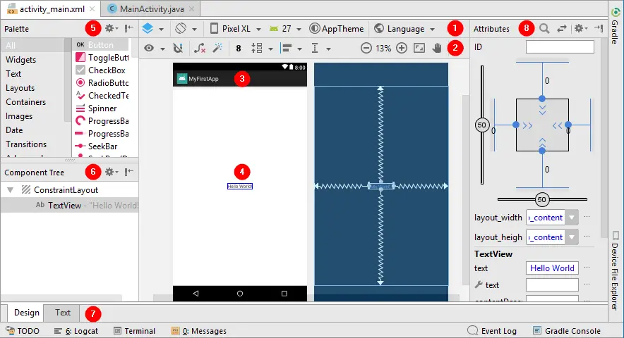 Understanding Layout Gui Editor In Android Studio