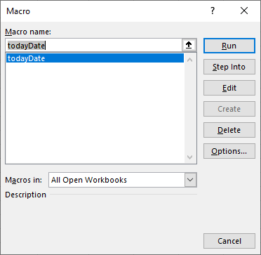 Macro Dialog Box