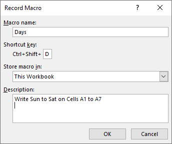 Record Macro Dialog Box