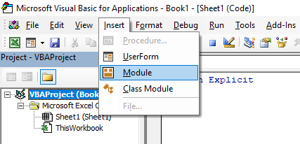Insert a new module in VBE from the main menu
