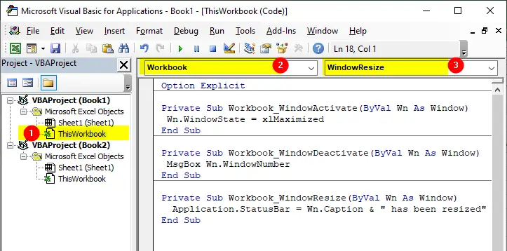 Windows Events VBA