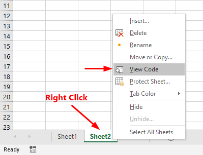 Worksheet view code window