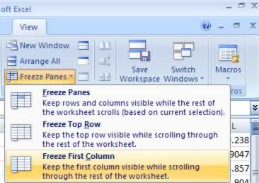 Freeze First Column