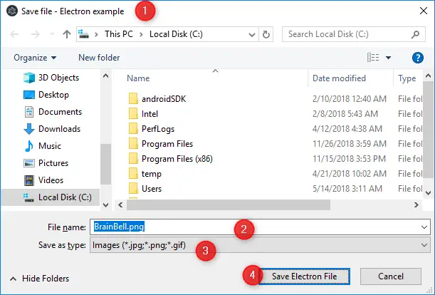 Save file dialog box