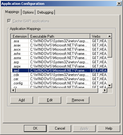 Figure 18-3 IIS understands files with the extension .axd.