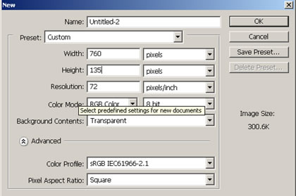 Adobe Photoshop New File Color Profile Settings