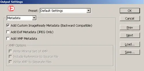 Image Optimization Output Settings in Adobe ImageReady