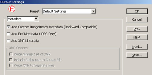 Image Optimization Output Settings in Adobe ImageReady