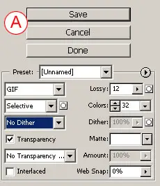 Save for Web GIF Settings in Adobe Photoshop