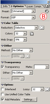 Gif Optimization Settings in Adobe ImageReady