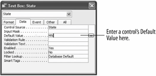 system Sandy caption Changing a Control's Default Value : MS Access
