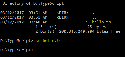 TypeScript tsc compiler example
